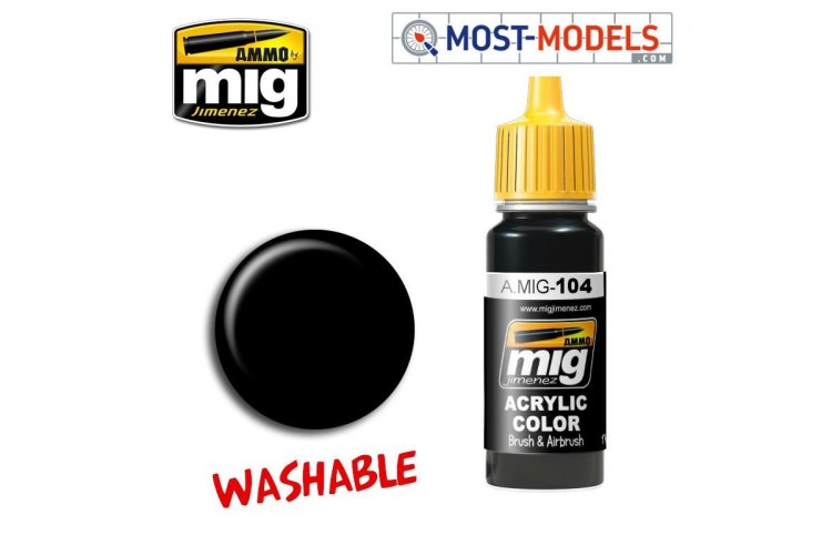 AMMO MIG 0104 Washable Black - Acryl - Mig0104 1 - MIG0104-XS