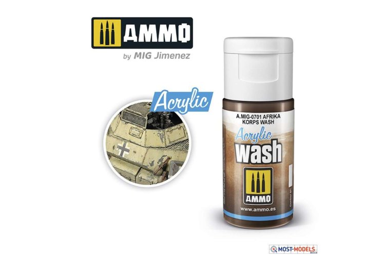 AMMO MIG 0701 Acrylic Wash Afrika Korps - 15ml - Mig0701 acrylic wash afrika korps wash 1 - MIG0701-XS