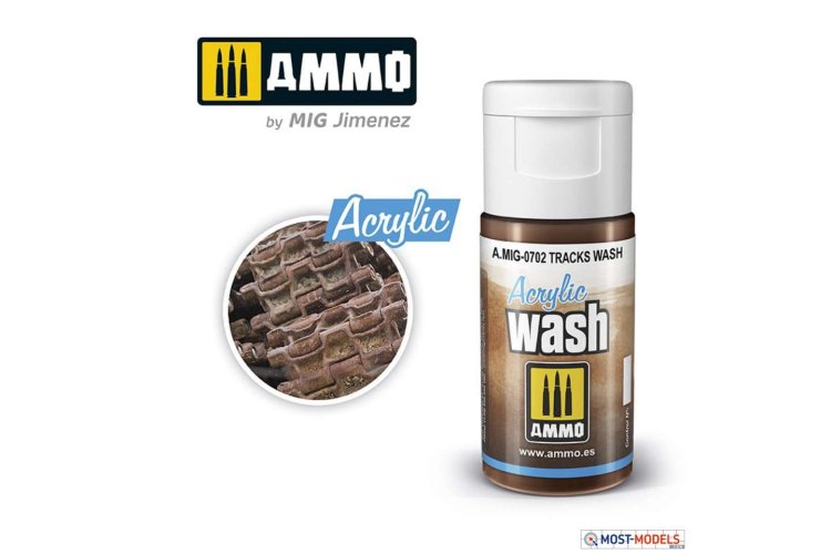 AMMO MIG 0702 Acrylic Wash Tracks - 15ml - Mig0702 acrylic wash tracks wash - MIG0702-XS