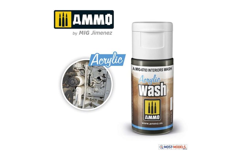 AMMO MIG 0703 Acrylic Wash Interiors - 15ml - Mig0703 acrylic wash interiors wash 1 - MIG0703-XS