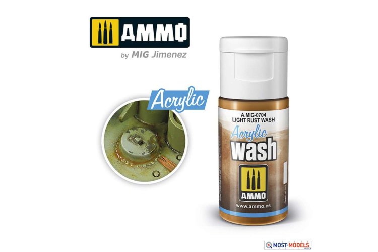 AMMO MIG 0704 Acrylic Wash Light Rust - 15ml - Mig0704 acrylic wash light rust wash 1 - MIG0704-XS