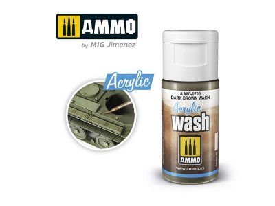 AMMO MIG 0705 Acrylic Wash Dark Brown - 15ml - Mig0705 acrylic wash dark brown wash 1 - MIG0705-XS