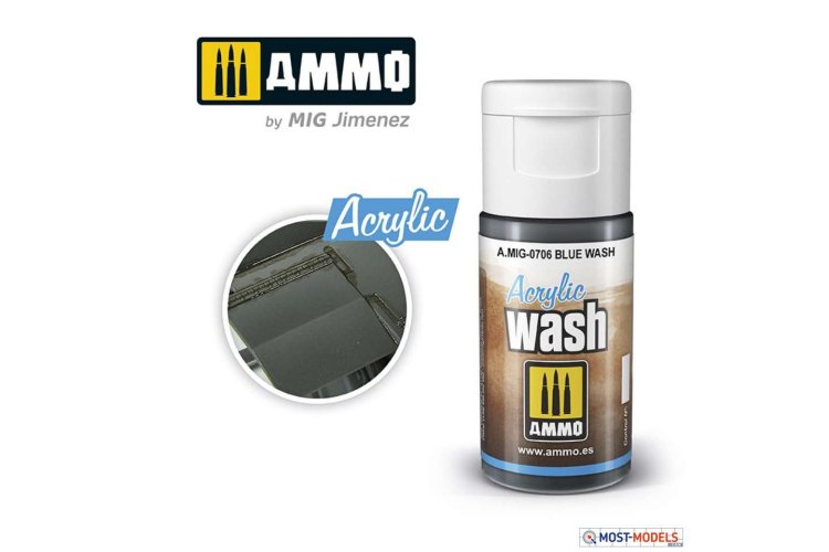 AMMO MIG 0706 Acrylic Wash Blue - 15ml - Mig0706 acrylic wash blue wash 1 - MIG0706-XS