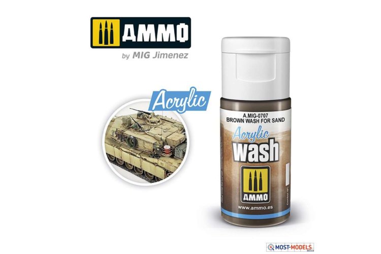 AMMO MIG 0707 Acrylic Wash Brown for Sand - 15ml - Mig0707 acrylic wash brown wash for sand 1 - MIG0707-XS