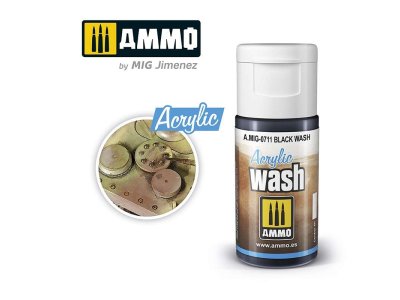 AMMO MIG 0711 Acrylic Wash Black - 15ml - Mig0711 acrylic wash black wash 1 - MIG0711-XS