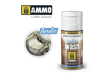 AMMO MIG 0712 Acrylic Wash Ochre - 15ml - Mig0712 acrylic wash ochre wash - MIG0712-XS