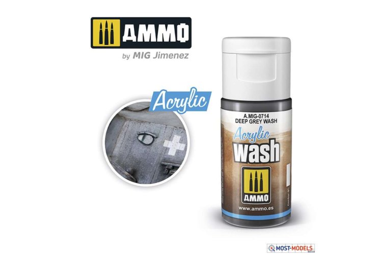 AMMO MIG 0714 Acrylic Wash Deep Grey - 15ml - Mig0714acrylic wash deep grey wash 1 - MIG0714-XS