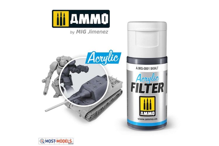 AMMO MIG 0801 Acrylic Filter Basalt - 15ml - Mig0801 1 - MIG0801-XS