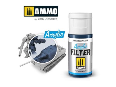 AMMO MIG 0803 Acrylic Filter Dark Blue - 15ml - Mig0803 acrylic filter dark blue - MIG0803-XS