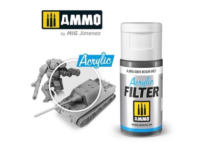 AMMO MIG 0805 Acrylic Filter Medium Grey - 15ml - Mig0805 - MIG0805-XS