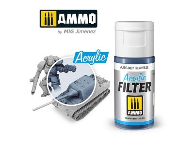 AMMO MIG 0807 Acrylic Filter French Blue - 15ml - Mig0807 acrylic filter french blue - MIG0807-XS