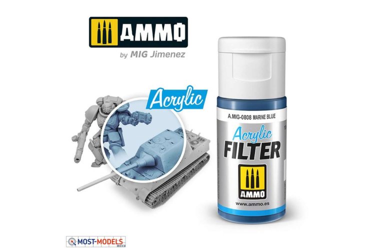 AMMO MIG 0808 Acrylic Filter Marine Blue - 15ml - Mig0808 acrylic filter marine blue 1 - MIG0808-XS