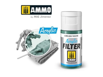 AMMO MIG 0809 Acrylic Filter Turquoise - 15ml - Mig0809 acrylic filter turquoise - MIG0809-XS
