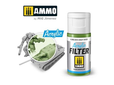 AMMO MIG 0810 Acrylic Filter Bright Green - 15ml - Mig0810 acrylic filter bright green - MIG0810-XS