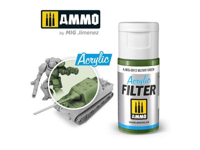 AMMO MIG 0813 Acrylic Filter Military Green - 15ml - Mig0813 acrylic filter military green - MIG0813-XS