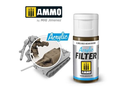 AMMO MIG 0823 Acrylic Filter Medium Brown - 15ml - Mig0823 acrylic filter medium brown - MIG0823-XS
