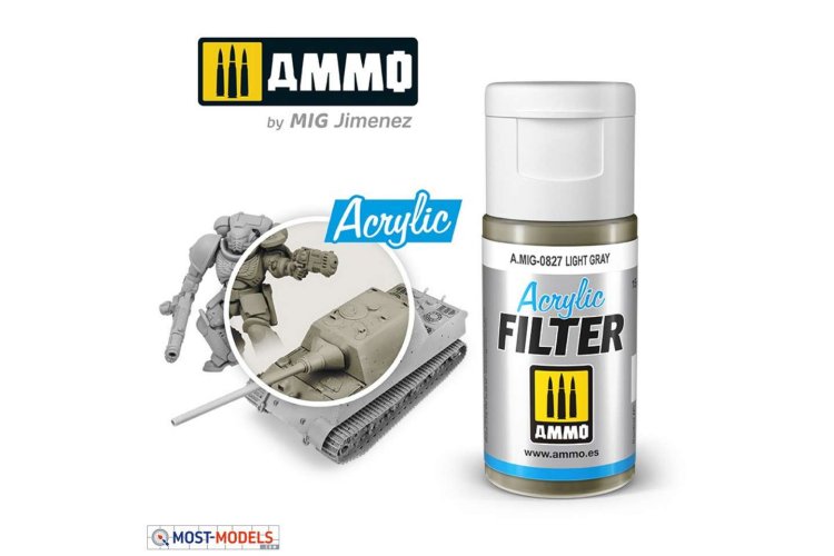 AMMO MIG 0827 Acrylic Filter Light Gray - 15ml - Mig0827 1 - MIG0827-XS