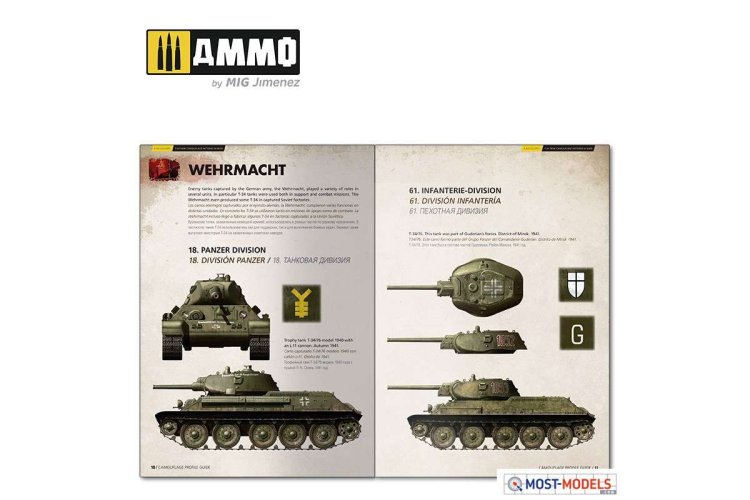 AMMO MIG 6145 T-34 Colours Camouflage Patterns WWII - English - Mig6145 3 t 34 colors t 34 tank camouflage patterns in wwii multilingual - MIG6145-XS