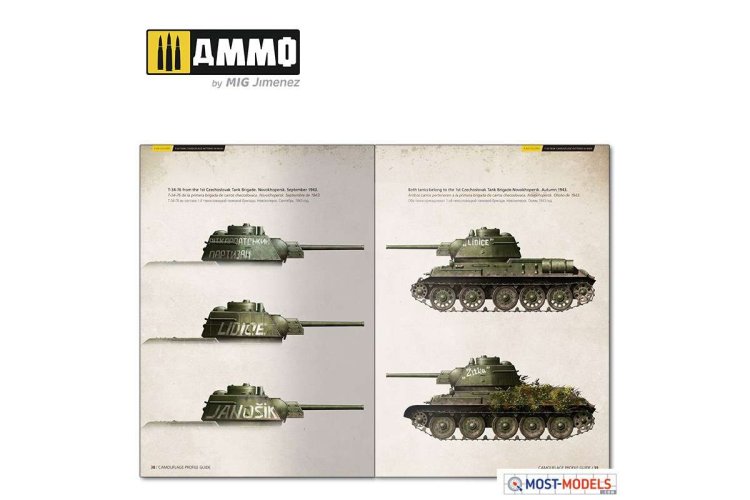 AMMO MIG 6145 T-34 Colours Camouflage Patterns WWII - English - Mig6145 5 t 34 colors t 34 tank camouflage patterns in wwii multilingual - MIG6145-XS