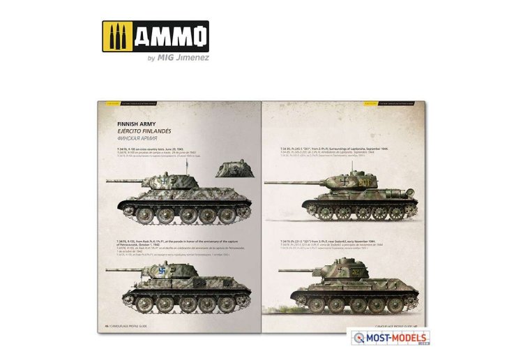 AMMO MIG 6145 T-34 Colours Camouflage Patterns WWII - English - Mig6145 7 t 34 colors t 34 tank camouflage patterns in wwii multilingual - MIG6145-XS