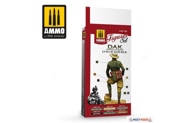 AMMO MIG 7038 DAK Uniforms Africa Korps Figures - Acryl Set - Mig7038 1 dak uniforms africa korps figures set - MIG7038-XS