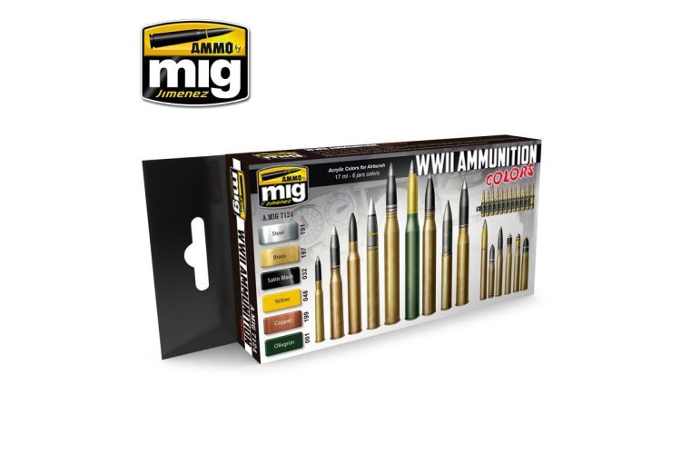 AMMO MIG 7124 WWII Ammunition Colors - Acryl set - Mig7124 1 - MIG7124-XS