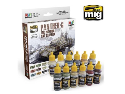 AMMO MIG 7174 Panther-G Colors Set for Interior and Exterior - Acryl set - Mig7174 - MIG7174-XS