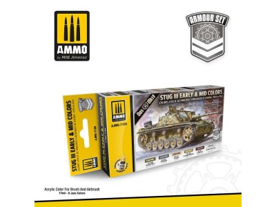 AMMO MIG 7185 Stug III Early & Mid Colors 1939 to 1943 - Acryl Set - Mig7185 stug iii early mid colors 1939 to 1943 set - MIG7185-XS