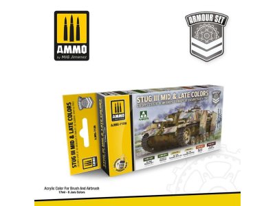 AMMO MIG 7186 Stug III Mid & Late Colors 1944 to 1945 - Acryl Set - Mig7186 stug iii mid late colors 1944 to 1945 set - MIG7186-XS