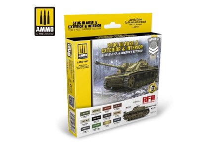 AMMO MIG 7187 STUG III AUSF. G Exterior & Interior - Acryl Set - Mig7187 stug iii ausf g exterior interior set - MIG7187-XS