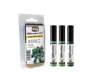AMMO MIG 7509 Oilbrusher Mechas Green Tones - Set - Mig7509 mechas green tones set - MIG7509-XS