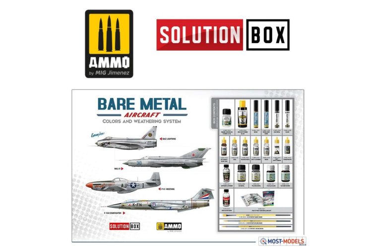 AMMO MIG 7721 How to Paint Bare Metal Aircraft - Solution Box - Mig7721 1 how to paint bare metal aircraft colors and weathering system solution box - MIG7721