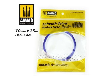 AMMO MIG 8242 Softouch Velvet Masking Tape No.3 - 10mm - Mig8242 softouch velvet masking tape 3 10mm x 25m  - MIG8242-XS