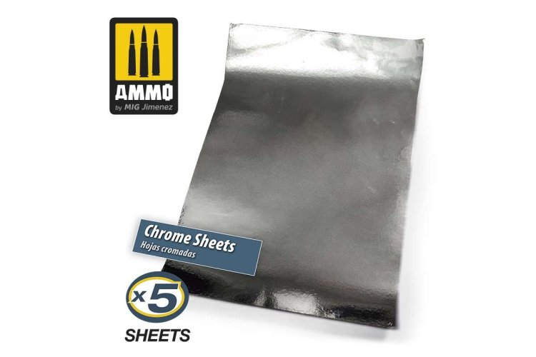 AMMO MIG 8248 Chrome Sheets 280x195mm - 5pc - Mig8248 1 chrome sheets 280x195 mm  - MIG8248-XS