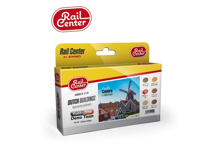 AMMO MIG R1119 Rail Center -Diorama Nederlandse Gebouwen Kleuren - Acryl Set 6x15ml - Migr1119 xs 1 - MIGR1119-XS