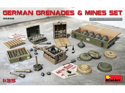 1:35 MiniArt 35258 German Grenades & Mines Set - Min35258 front - MIN35258