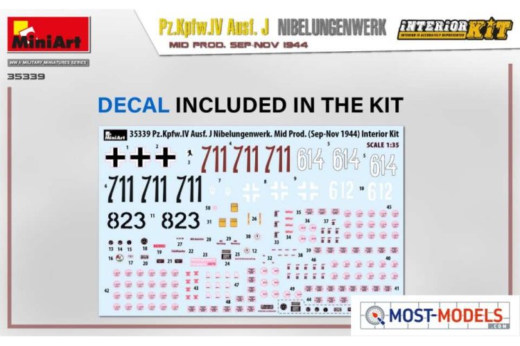 1:35 Miniart 35339 Pz.Kpfw.IV Ausf. J Nibelungenwerk. Mid. With Interior - Min35339 decal - MIN35339