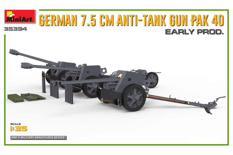 1:35 MiniArt 35394 German 7.5CM Anti-Tank Gun PAK 40. Early Prod.