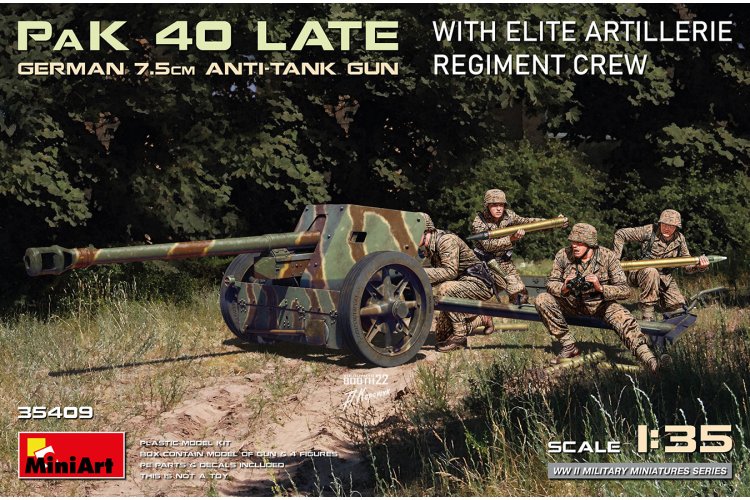 1:35 MiniArt 35409 German 7,5cm Anti-Tank Gun Pak 40 Late - w/Elite Artillerie Regiment crew - Min35409 art 1 - MIN35409