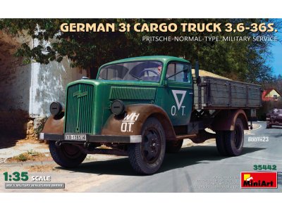 1:35 MiniArt 35442 Duitse Opel Blitz 3t Cargo Truck 3,6-36S. Pritsche-Normal-Type - Military Service - Min35442 1 - MIN35442