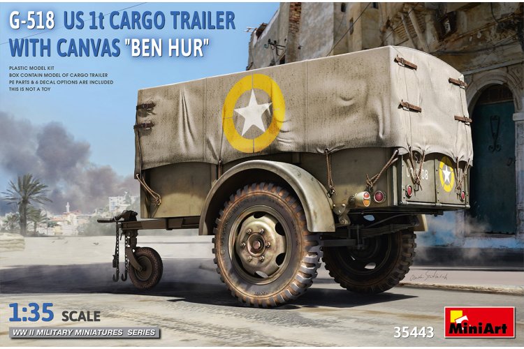 1:35 MiniArt 35443 G-518 US 1 ton Cargo Trailer Ben Hur w/Canvas - Min35443 1 - MIN35443