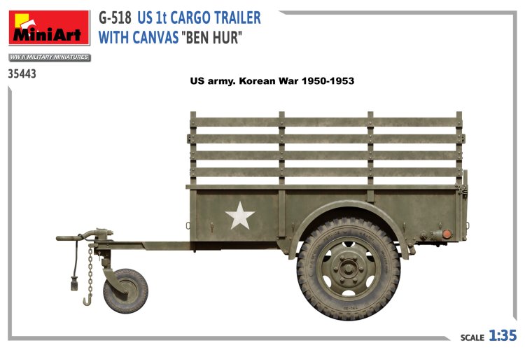 1:35 MiniArt 35443 G-518 US 1 ton Cargo Trailer Ben Hur w/Canvas - Min35443 7 - MIN35443