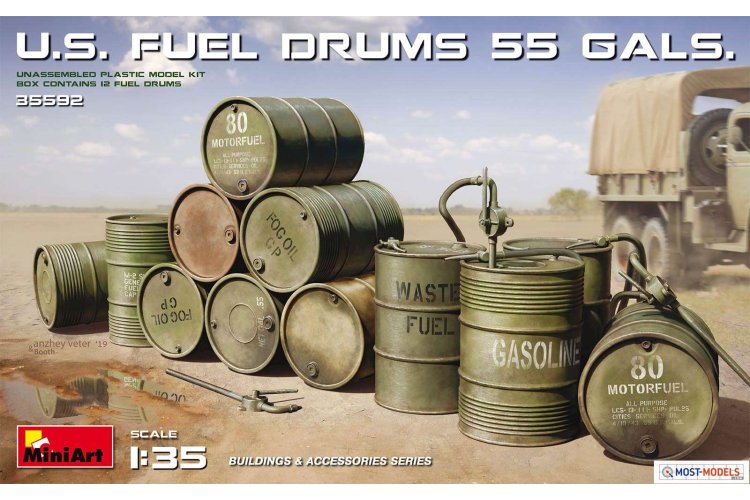 1:35 MiniArt 35592 U.S. Fuel Drums 55 Gals.  - Min35592 art 1 - MIN35592