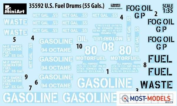 1:35 MiniArt 35592 U.S. Fuel Drums 55 Gals.  - Min35592 decal - MIN35592