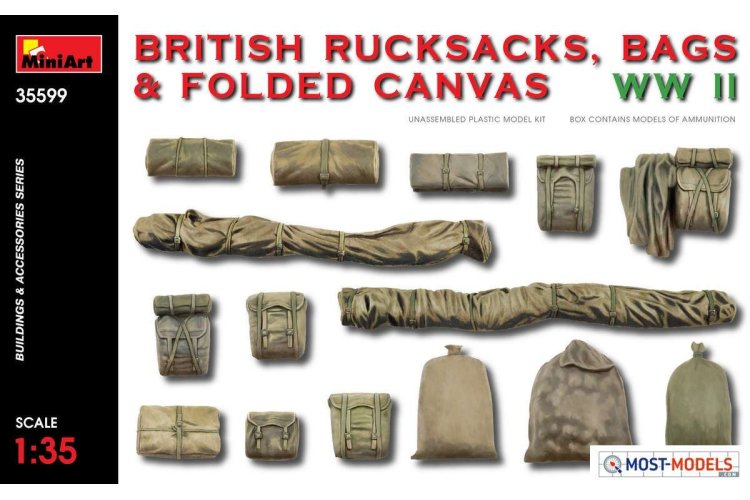 1:35 MiniArt 35599 British Rucksacks, Bags & Folded Canvas WW2 - Min35599 2 - MIN35599