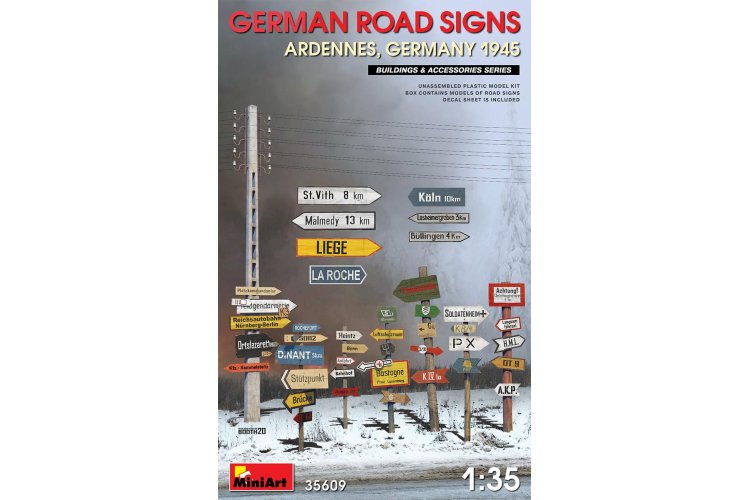 1:35 MiniArt 35609 German road signs WWII (Ardennes, Germany 1945) - Min35609 - MIN35609