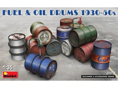 1:35 MiniArt 35613 Fuel and oil drums 1930-50's - Min35613front - MIN35613