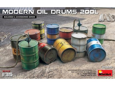 1:35 MiniArt 35615 Modern oil drums 200L  - Min35615front - MIN35615