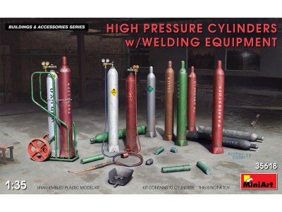 1:35 MiniArt 35618 High pressure cylinders w Welding equipment - Min35618front - MIN35618