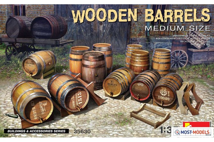 1:35 MiniArt 35630 Wooden - Barrels Medium Size - Min35630 1 - MIN35630